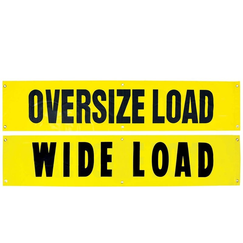 VULCAN Wide Load/Oversize Load Banner with Heavy Duty Brass Banner Grommets - Reversible - 18 Inch x 84 Inch - 2 Pack - Image 1
